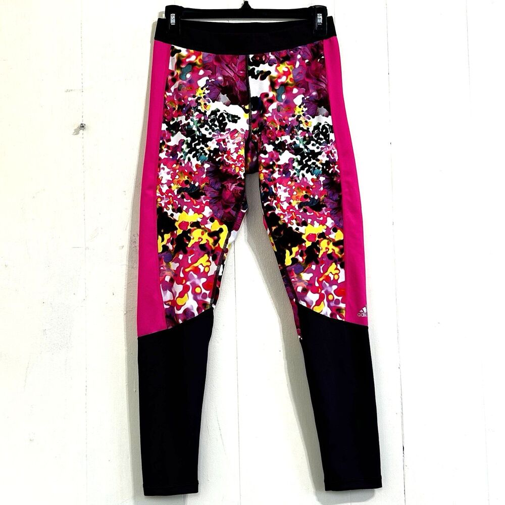 Adidas Tech Fit Leggings Women’s Size XS Floral Ankle Leg Mid-Rise Leggings Gym